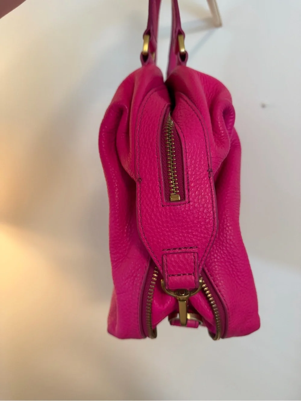 Fossil Hot Pink Fuchsia Pebbled Leather Satchel